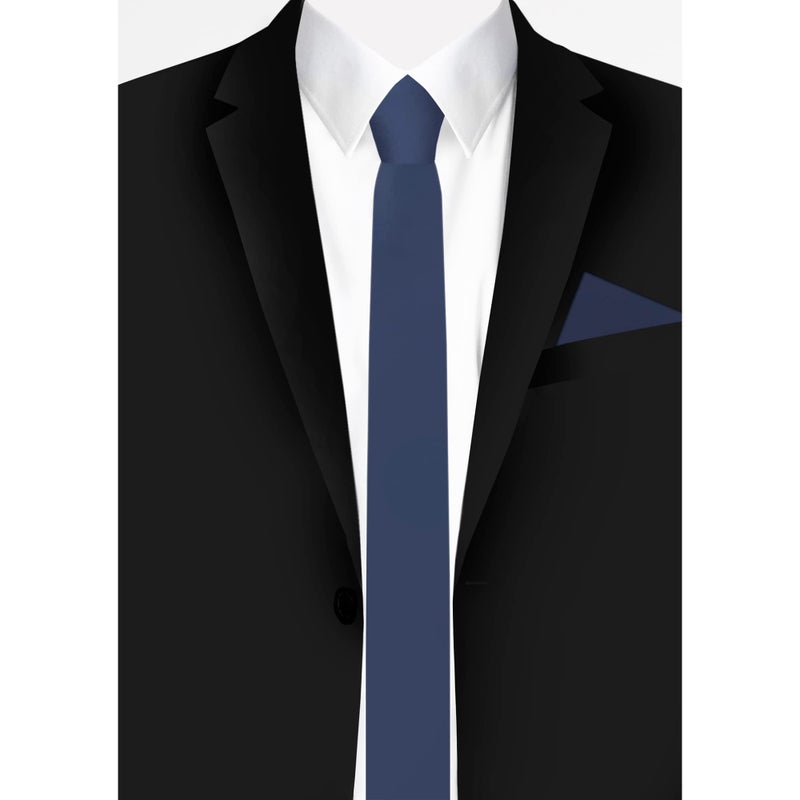Jacob Alexander Men's Skinny Width 2" Solid Color Tie - Steel Blue - Image 3